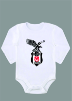 Uzun Kollu %100 Organik Pamuk Baskılı Bebek Body Çıtçıtlı Zıbın Z