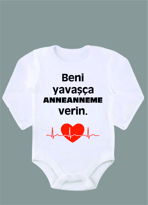 Uzun Kollu %100 Organik Pamuk Baskılı Bebek Body Çıtçıtlı Zıbın Z