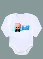 Uzun Kollu %100 Organik Pamuk Baskılı Bebek Body Çıtçıtlı Zıbın Z