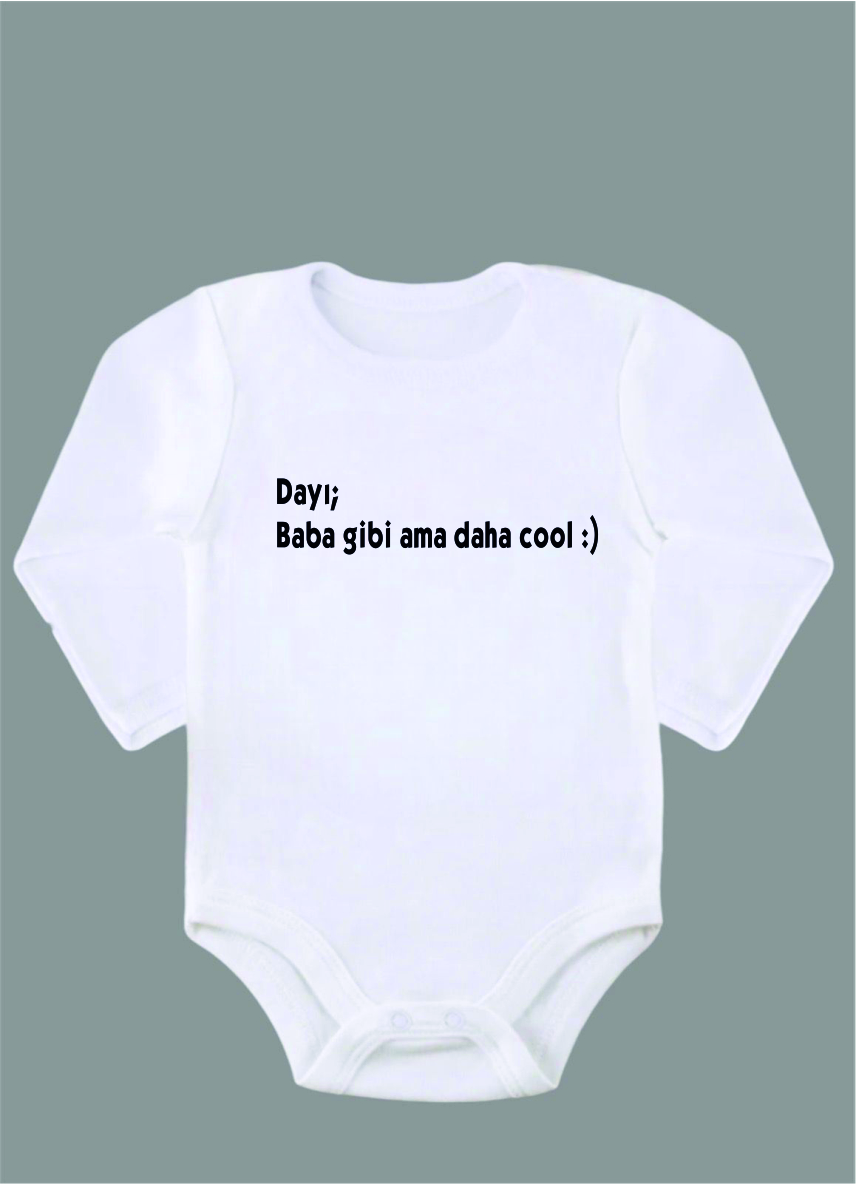 Uzun Kollu %100 Organik Pamuk Baskılı Bebek Body Çıtçıtlı Zıbın Z