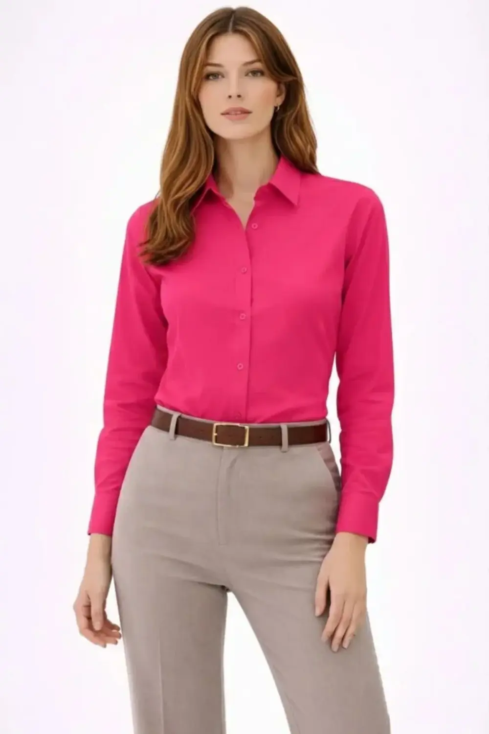Uzun Kollu Gömlek Düğmeli Klasik Yaka Günlük Ve Ofis Şıklığına Uy