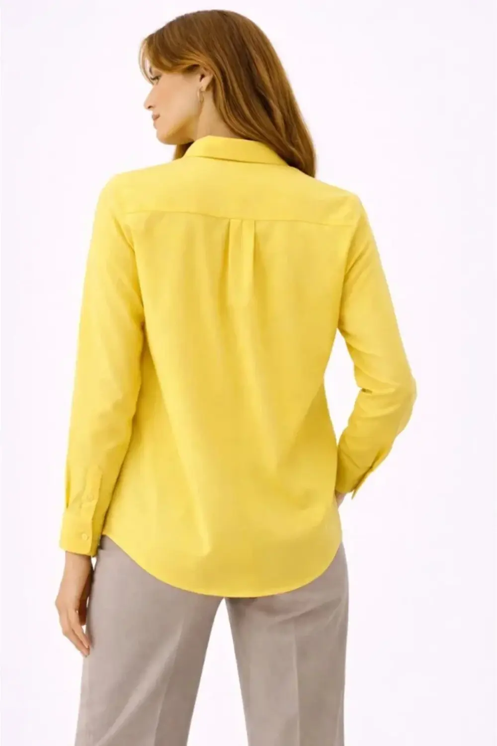 Uzun Kollu Gömlek Düğmeli Klasik Yaka Günlük Ve Ofis Şıklığına Uy