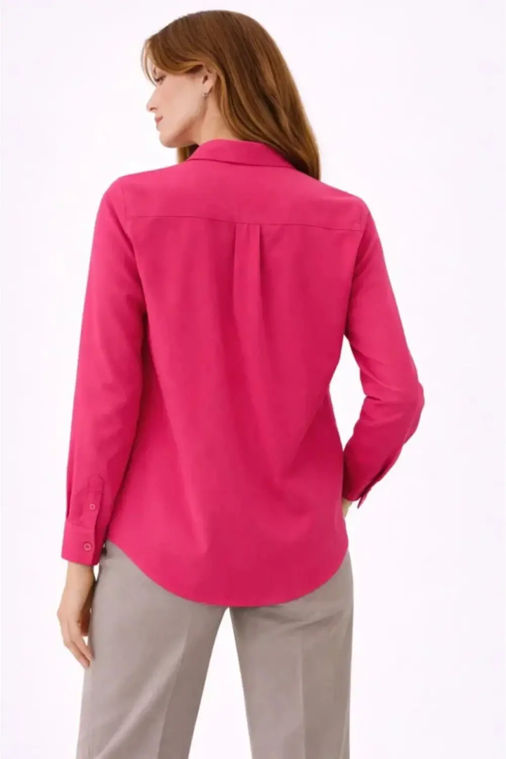 Uzun Kollu Gömlek Düğmeli Klasik Yaka Günlük Ve Ofis Şıklığına Uy