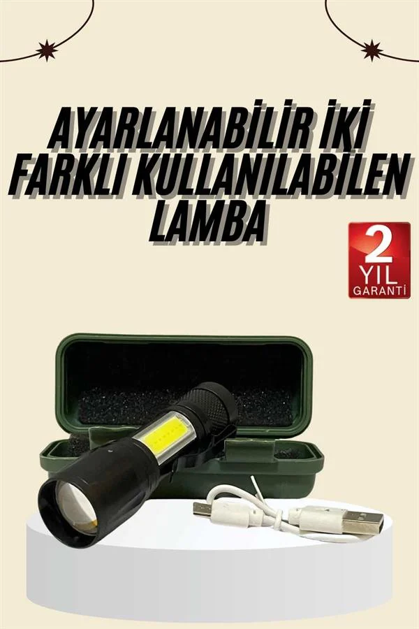 Uzun Menzilli Şarjlı El Feneri Uzun Ömürlü Led Işık Lamba - Lisinya Diğer