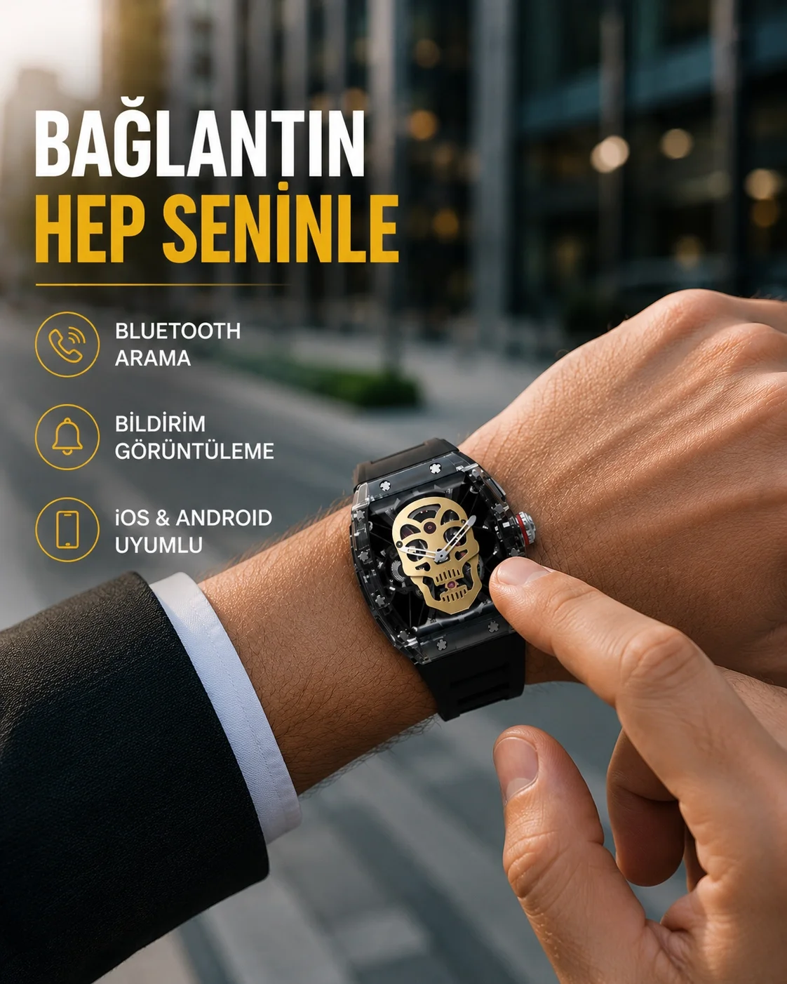 Uzun Pil Ömürlü Akıllı Saat Günlük ve Spor Kullanım