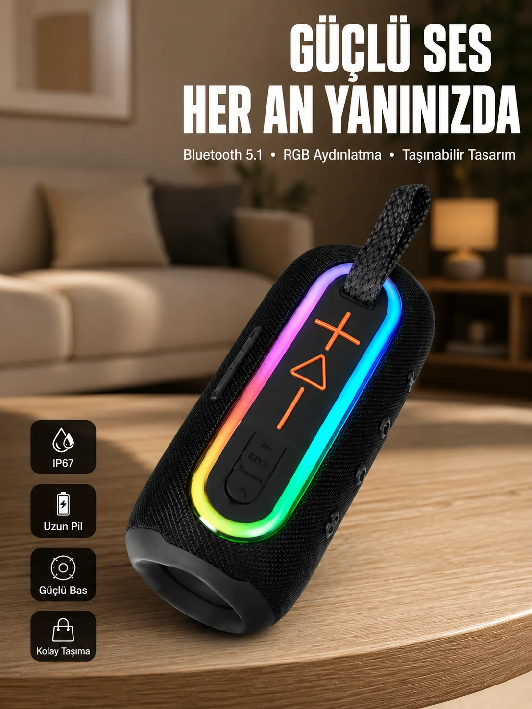 Uzun Pil Ömürlü Bluetooth 5.1 Hoparlör Yeni Nesil Uzun Pil Ömürlü Bluetooth 5.1 Hoparlör Yeni Nesil