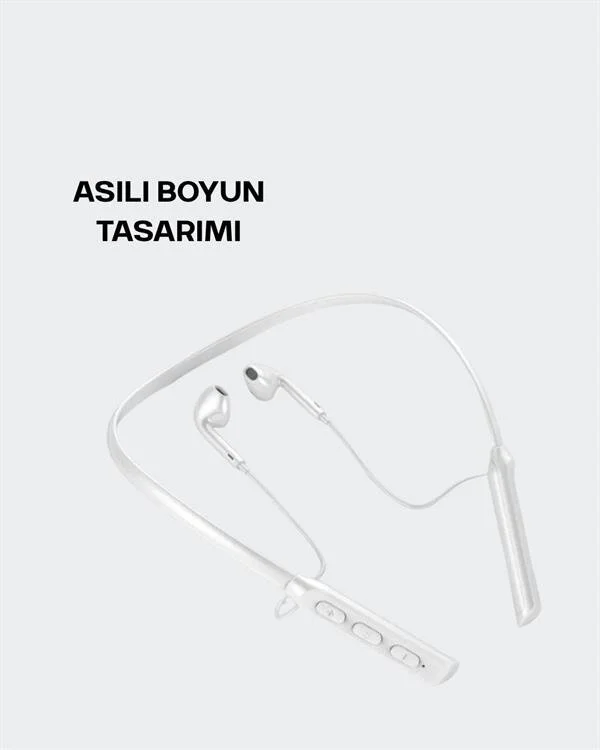 Uzun Pil Ömürlü Kablosuz Kulaklık - 100 Saat Boyun Askılı Bluetooth
