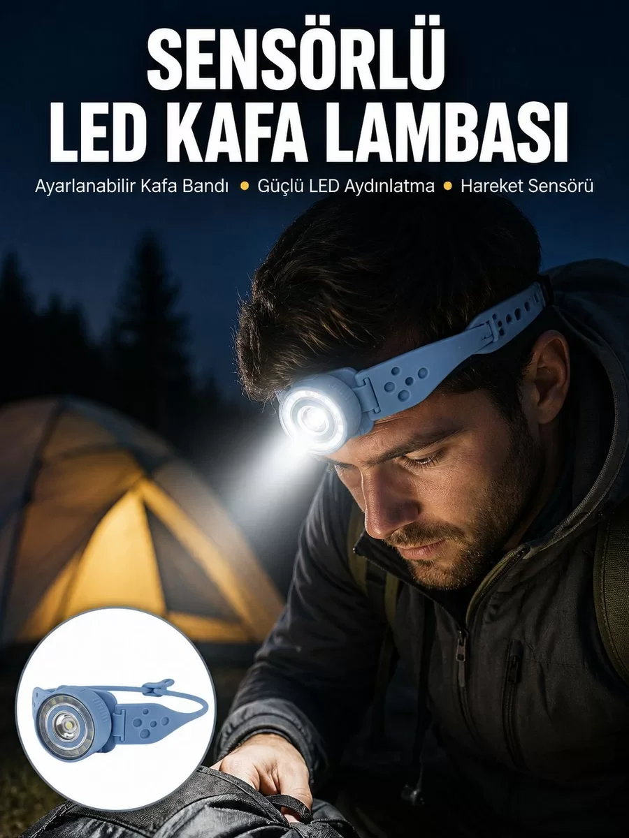 Uzun Pil Ömürlü Kamp ve Dağcılık Kafa Lambası Yeni Nesil