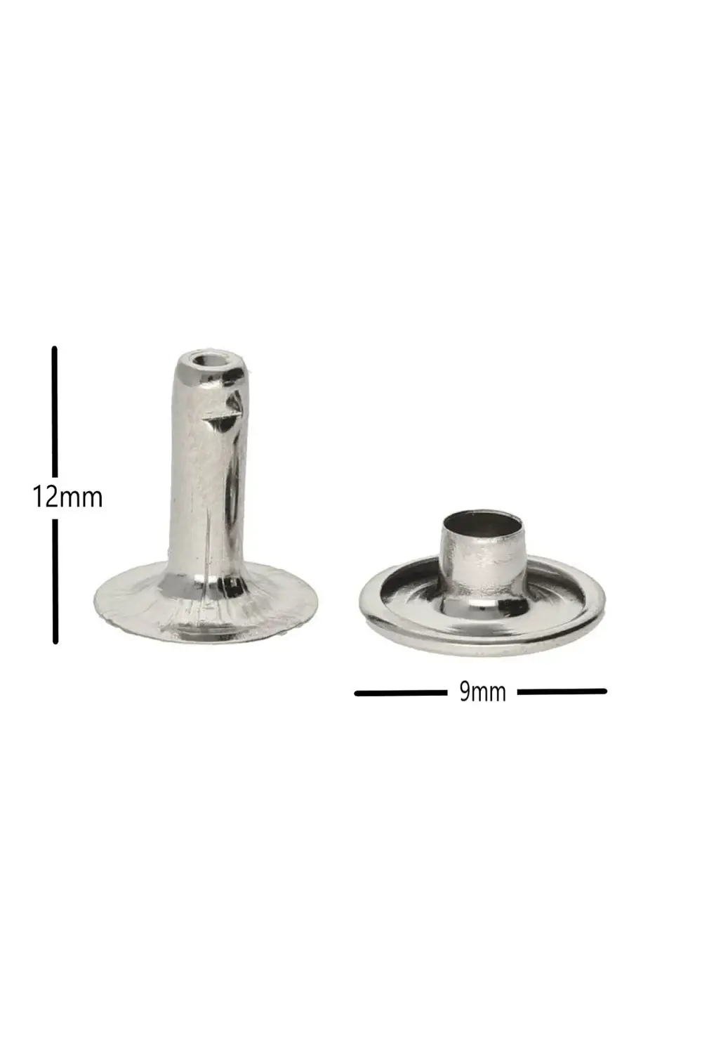 Uzun Rivet, Perçin 9mm kafa [33,5] (12mm Bacak) , Nikel [1000 ade
