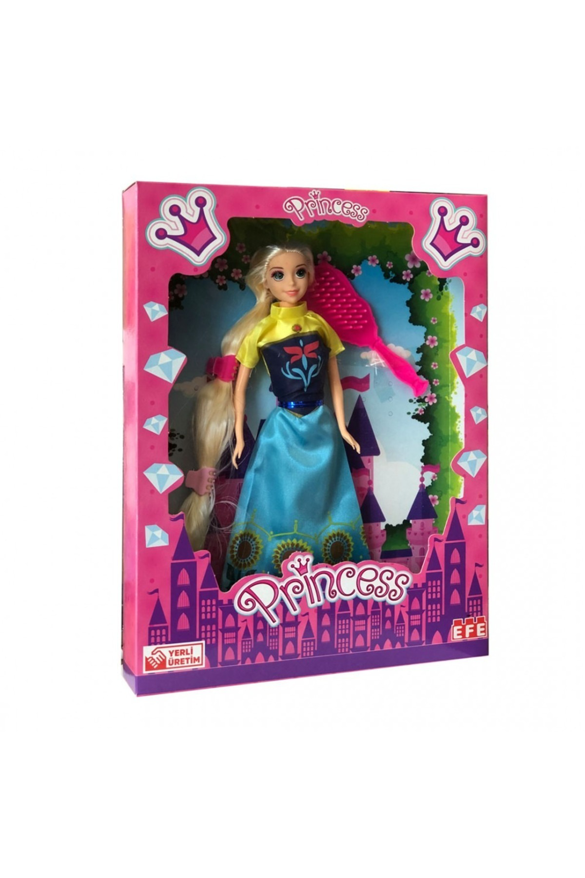 Oyuncak Store Uzun Saçlı Tokalı Taraklı Prenses Bebek Rapunzel Bebek