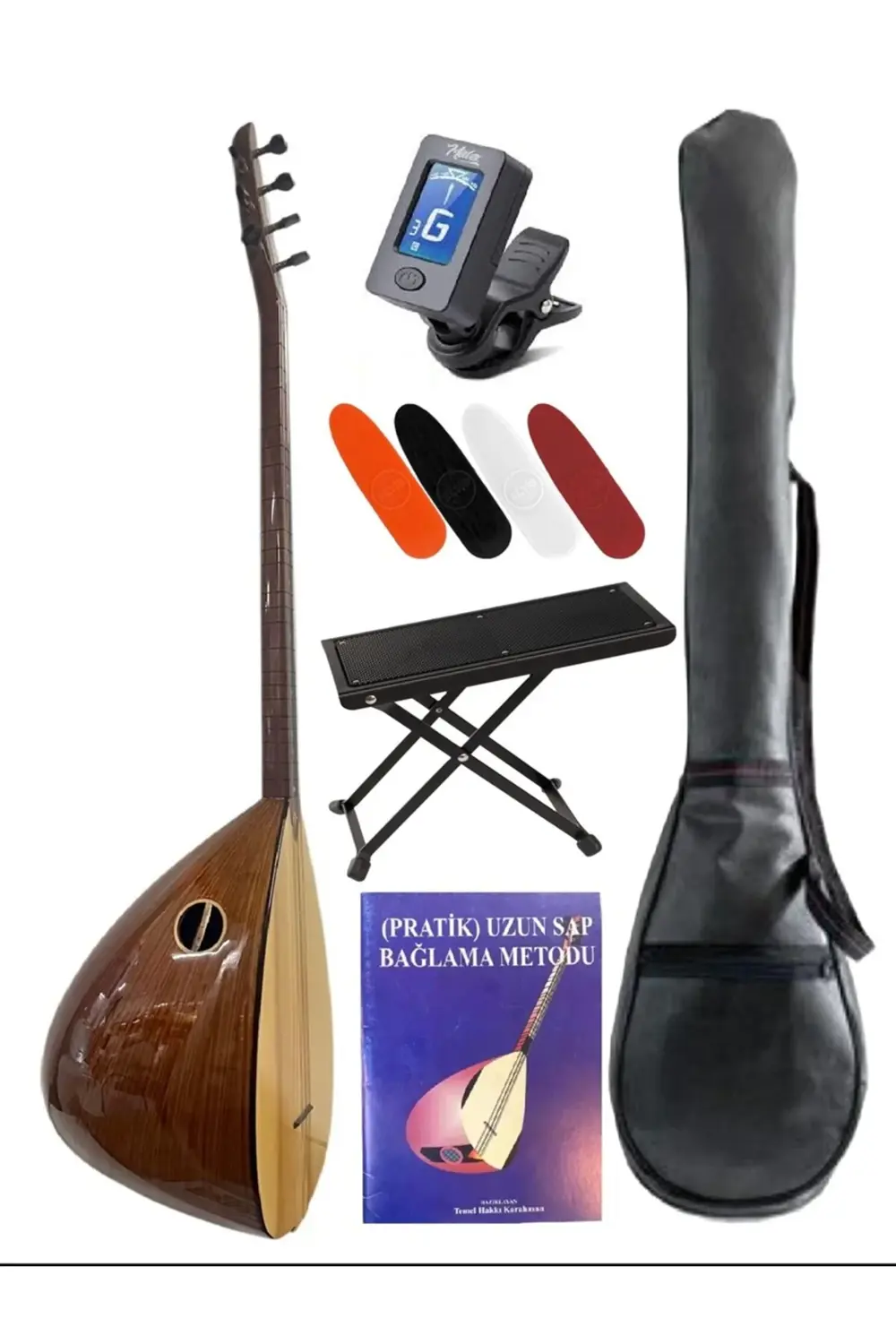 Uzun Sap Klavyeli Bağlama Seti Profesyonel – Çanta, Akort Aleti,