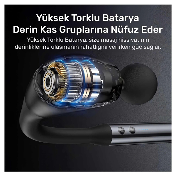 Uzun Saplı Ergonomik Masaj Tabancası 4 Başlıklı Kas Rahatlatıcı