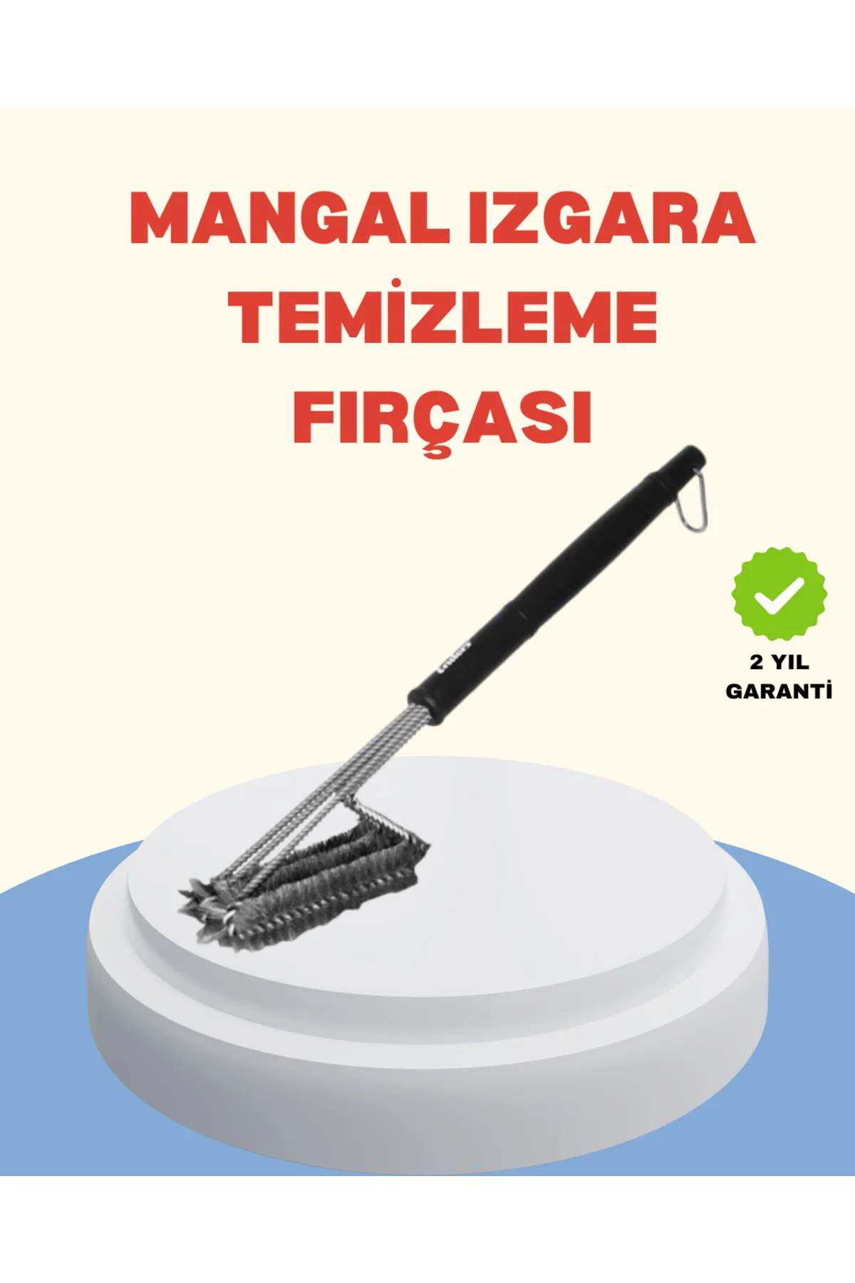 Uzun Saplı Izgara Temizleme Fırçası Çelik Telli