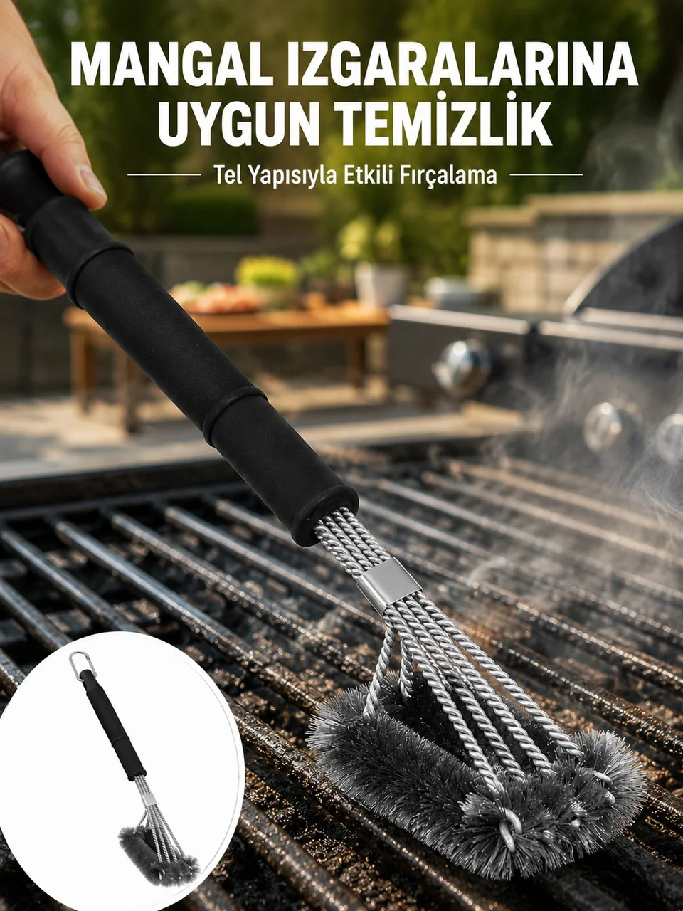 Uzun Saplı Izgara Temizleme Fırçası Çelik Telli Yeni Nesil - Lisinya