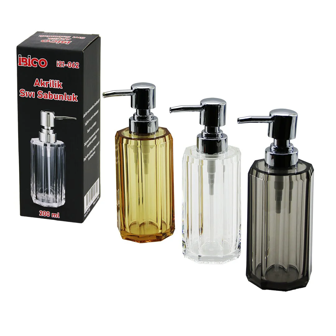 Uzun Sekizgen Şeffaf - Renkli Akrilik - Mika Kristal Sıvı Sabunluk 200ML Uzun Sekizgen Şeffaf - Renkli Akrilik - Mika Kristal Sıvı Sabunluk 200ML