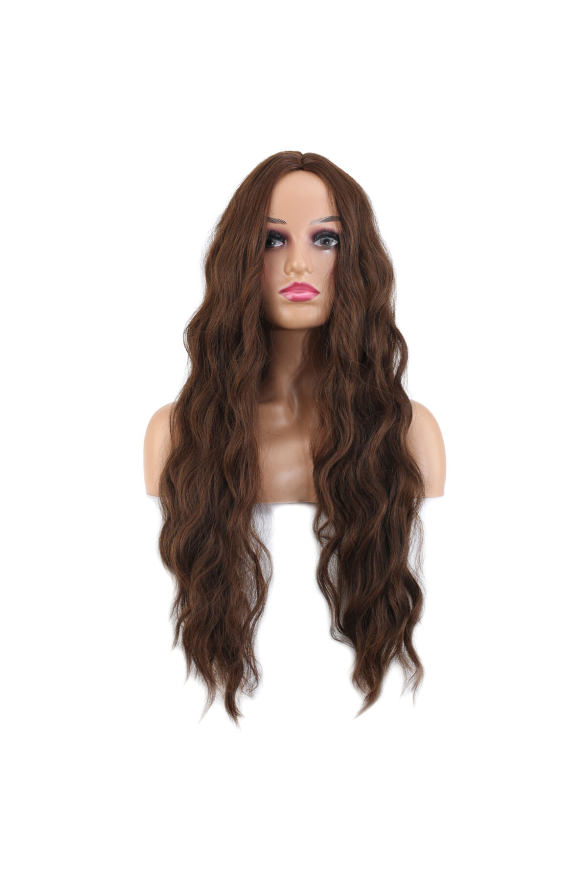 Fantaziatölyesi Uzun Su Dalgası Fiber Sentetik Peruk / Kahve Karamel