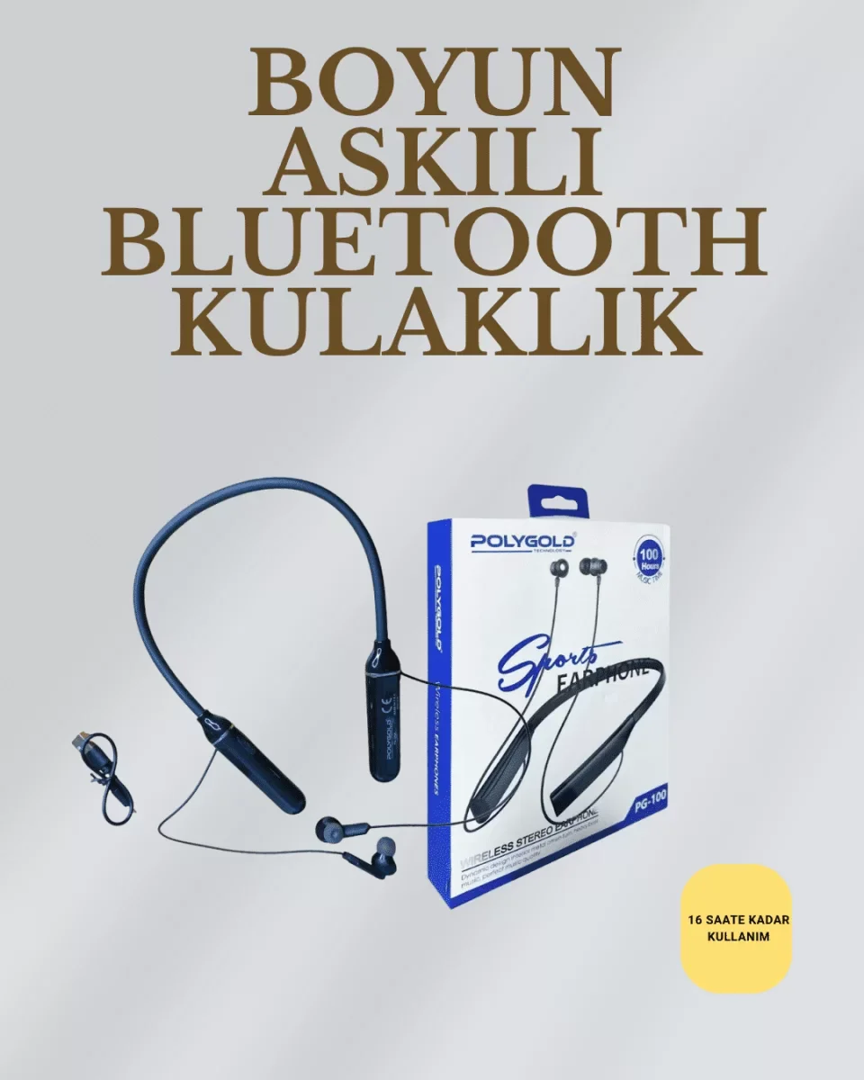 Uzun Süreli Kullanım İçin  – Kablosuz Boyun Bantlı Kulaklık, 50 Saat Batarya - Lisinya
