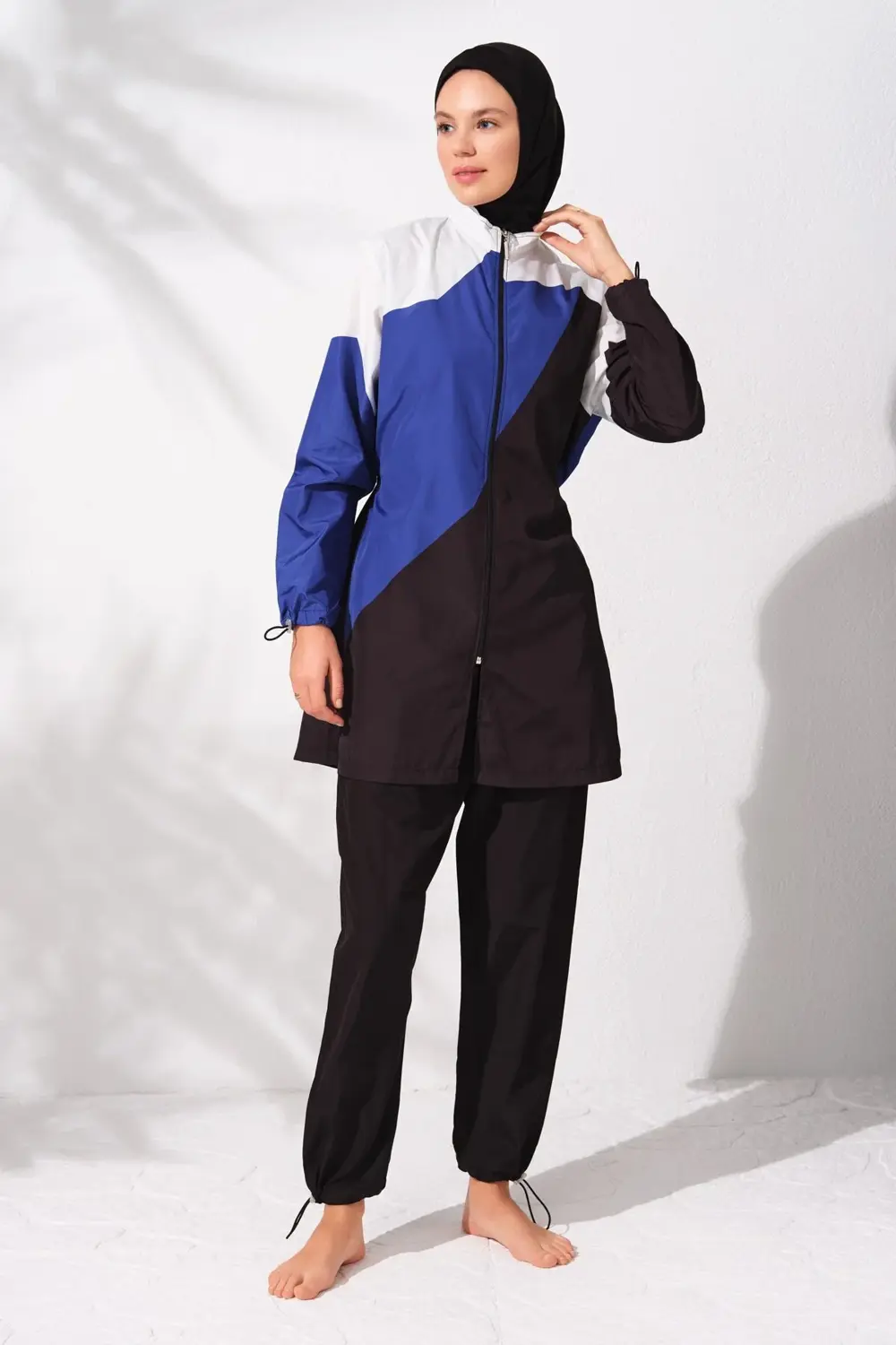 Uzunkollu Fermuarlı Paraşüt Tesettür Mayo Desenli 231920