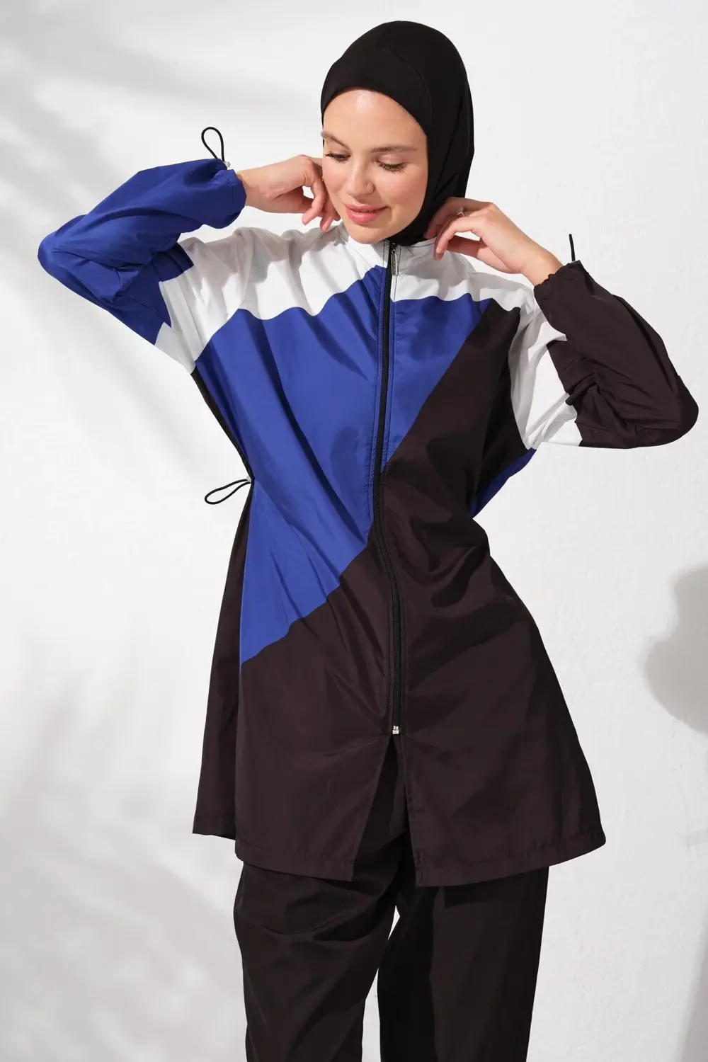 Uzunkollu Fermuarlı Paraşüt Tesettür Mayo Desenli 231920