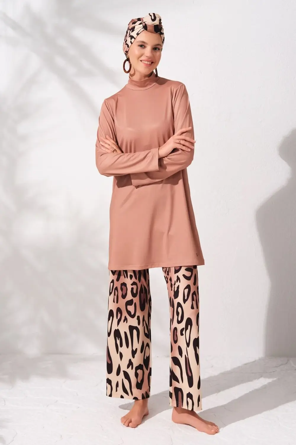 Uzunkollu Tesettür Mayo Desenli 231908