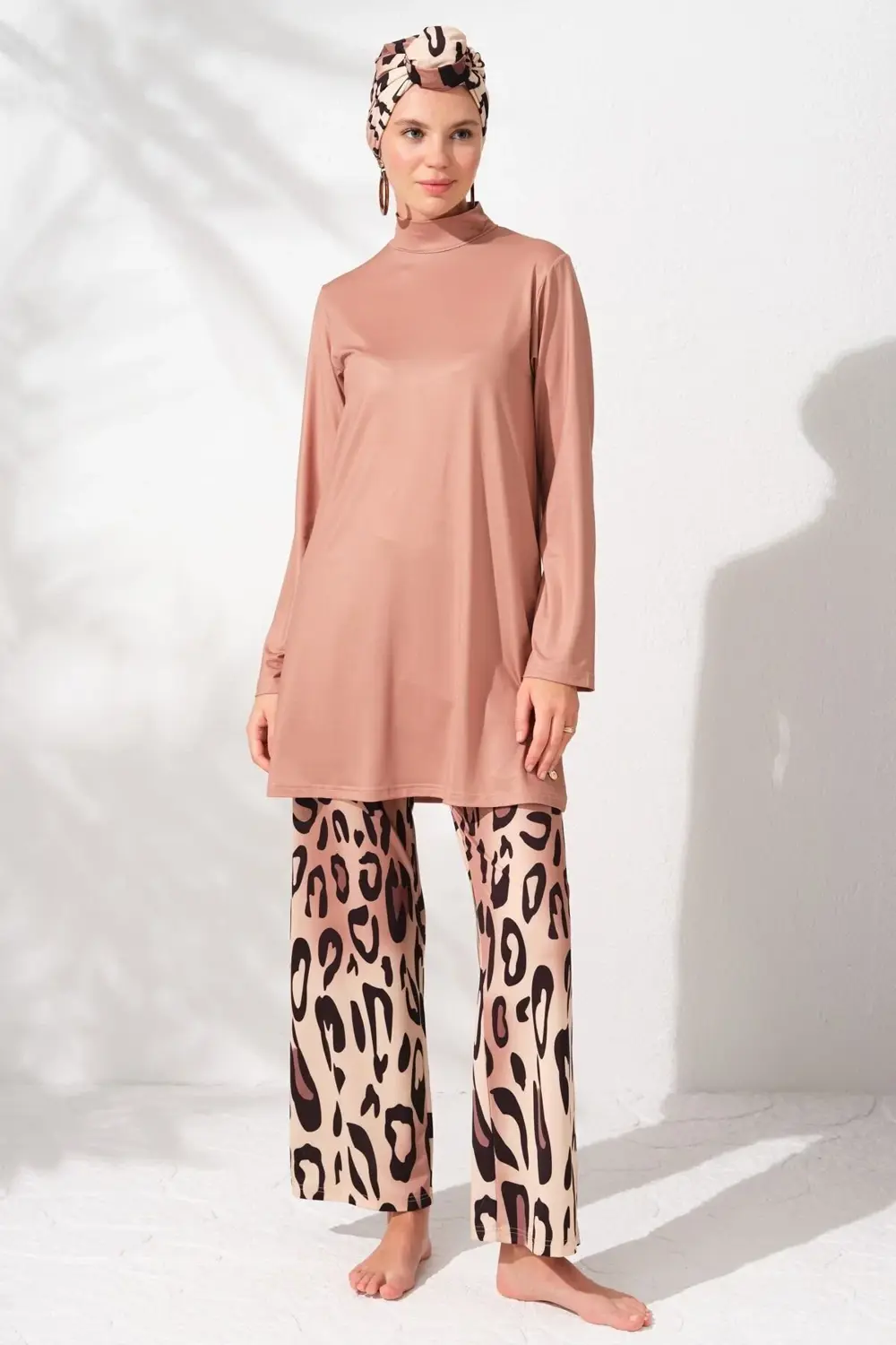 Uzunkollu Tesettür Mayo Desenli 231908