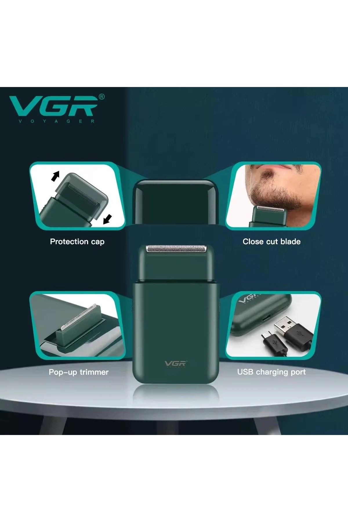 V-390 Sakal-vücut Sıfır Sakal Yanak Şarjlı Islak Ve Kuru Tıraş Ma
