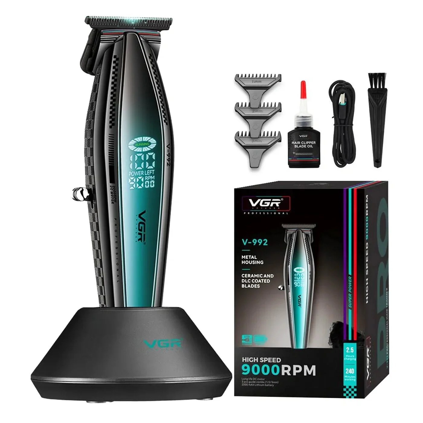 V-992   VGR 9000 RPM Motorlu Şarjlı Saç Sakal Traş Makinesi