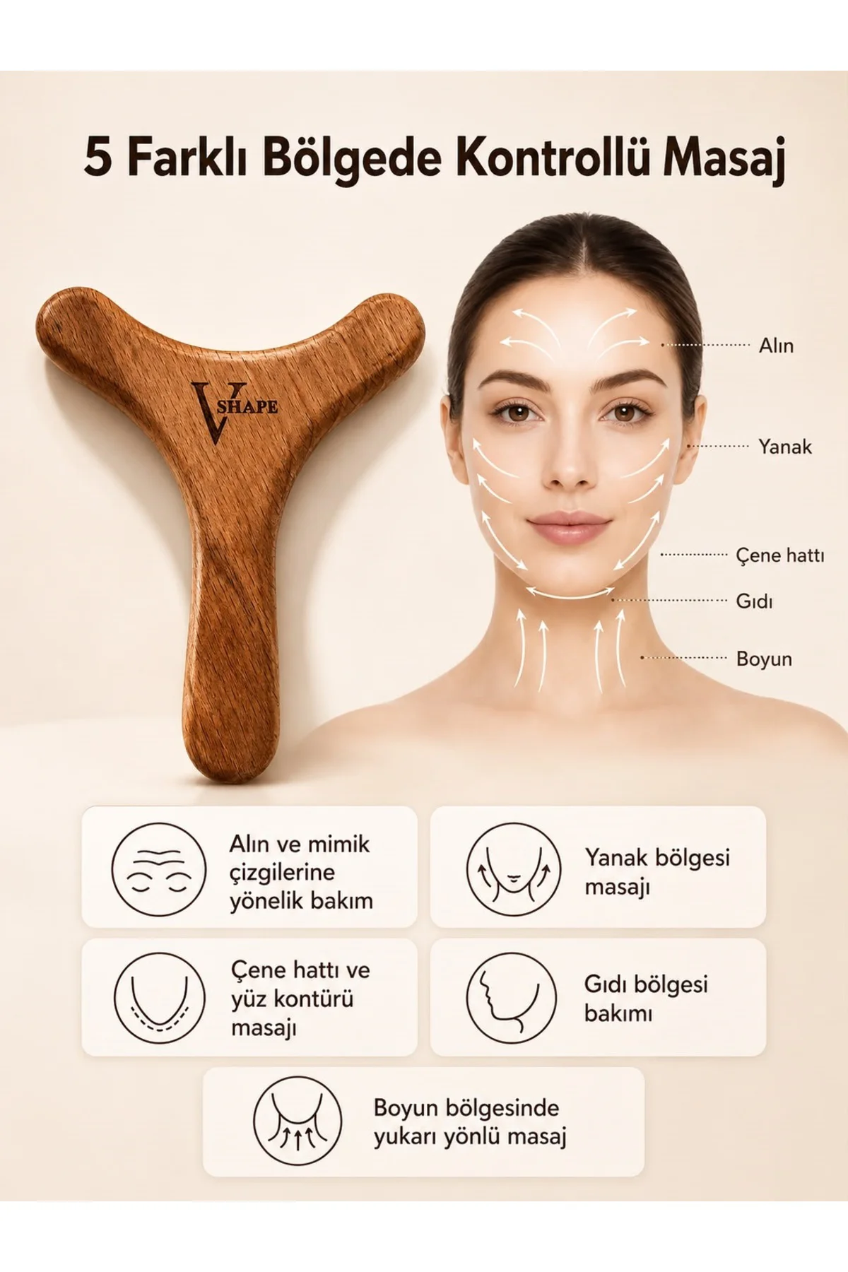 V Shape Yüz, Gıdı, Boyun, Sarkma ve Kırışıklık Bakımı Masaj Tahtası – Ahşap Yüz Masaj Aleti, Çene Hattı Fiyatı, Yorumları ve Özellikleri
