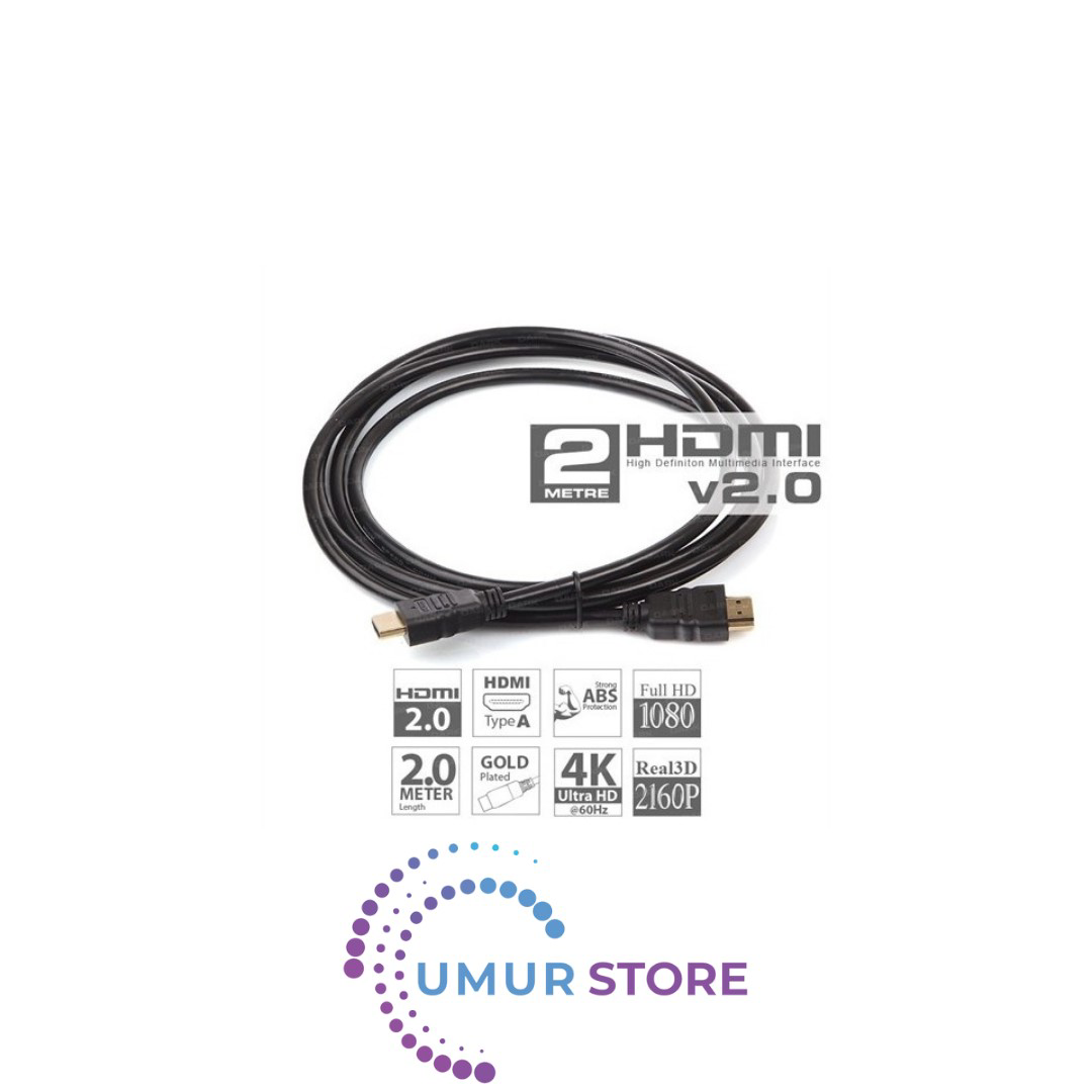Herz V2.0 2Mt, 4K / 3D, Ağ Destekli, Altın Uçlu Hdmi Kablo (Dk-Hd-Cv20