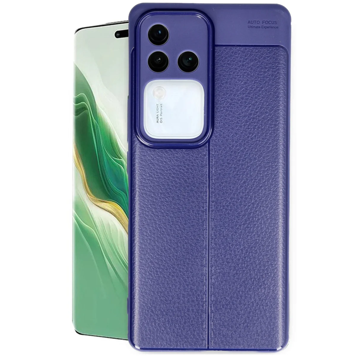 V30 5G Kılıf Auto Focus - Deri Dokulu, Yüksek Darbe Korumalı ve Ultra Hafif Lacivert Kapak