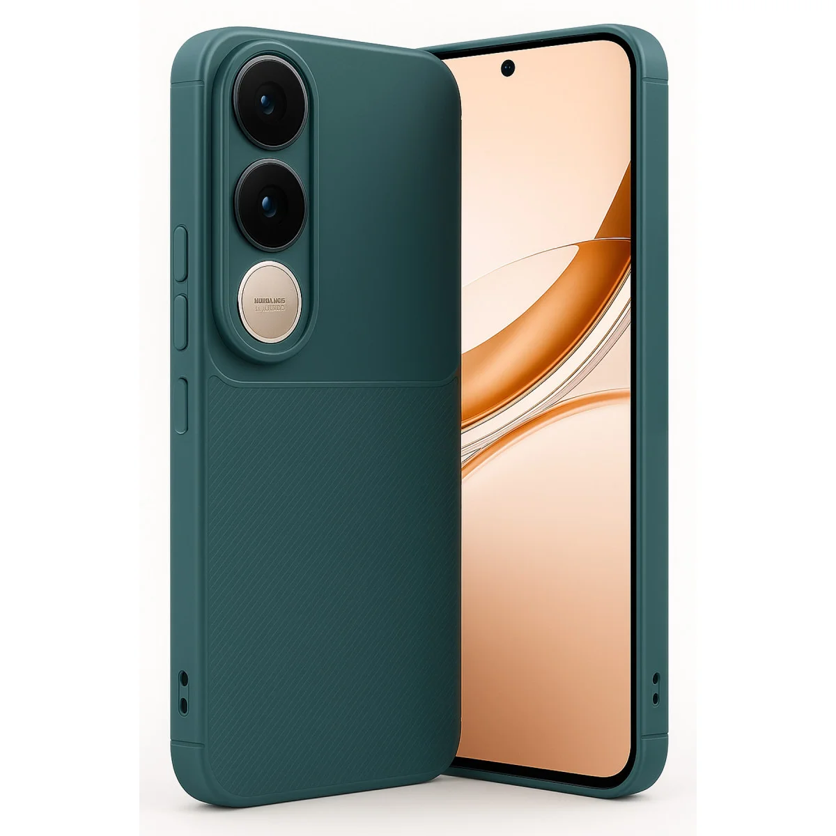 V50 Lite 4G Auto Focus Karbon Kapak - Koyu Yeşil Kapsamlı Koruma Kılıfı