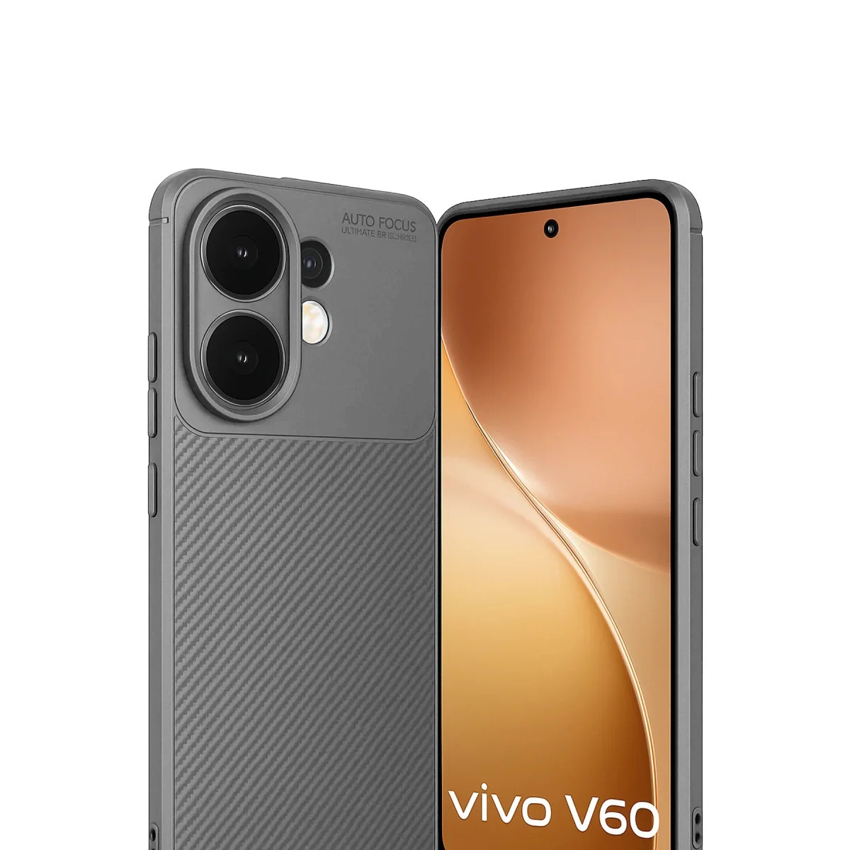 V60 5G Auto Focus Karbon Kapak Gri - Ekran ve Kamera Koruma Kılıfı
