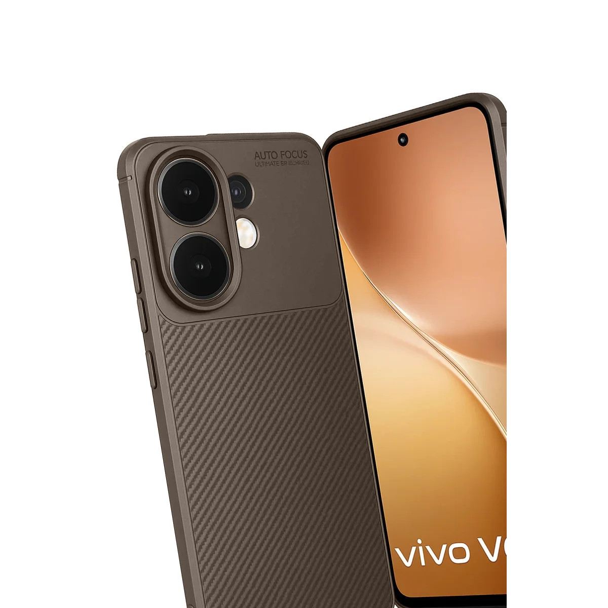 V60 5G Auto Focus Karbon Kapak - Kahverengi, Pürüzsüz ve Darbe Dayanıklı