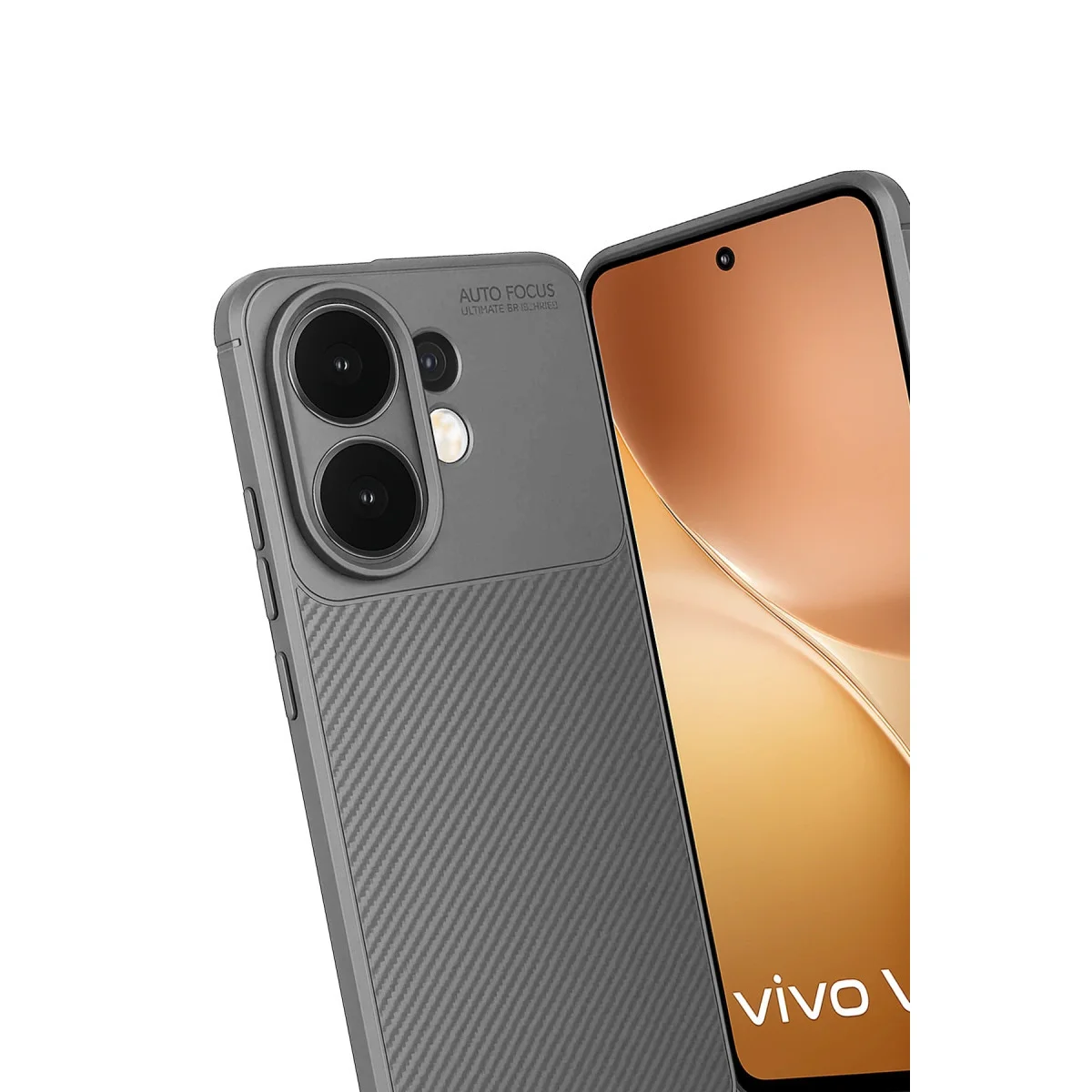 V60 5G Auto Focus Karbon Kapak Gri - Ekran ve Kamera Koruma Kılıfı