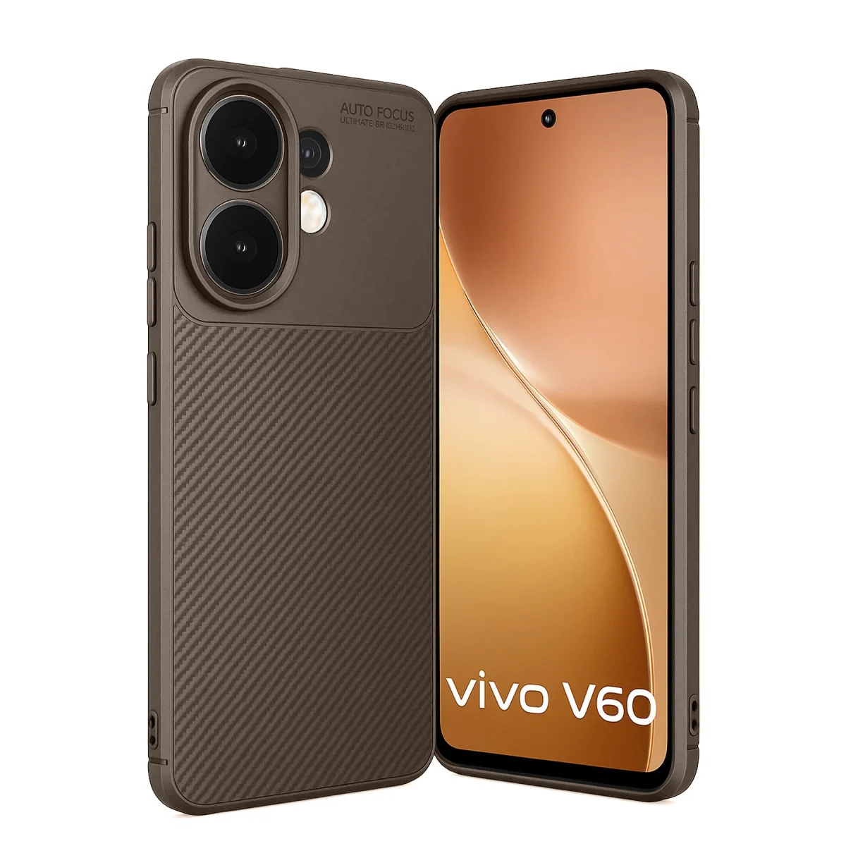V60 5G Auto Focus Karbon Kapak - Kahverengi, Pürüzsüz ve Darbe Dayanıklı