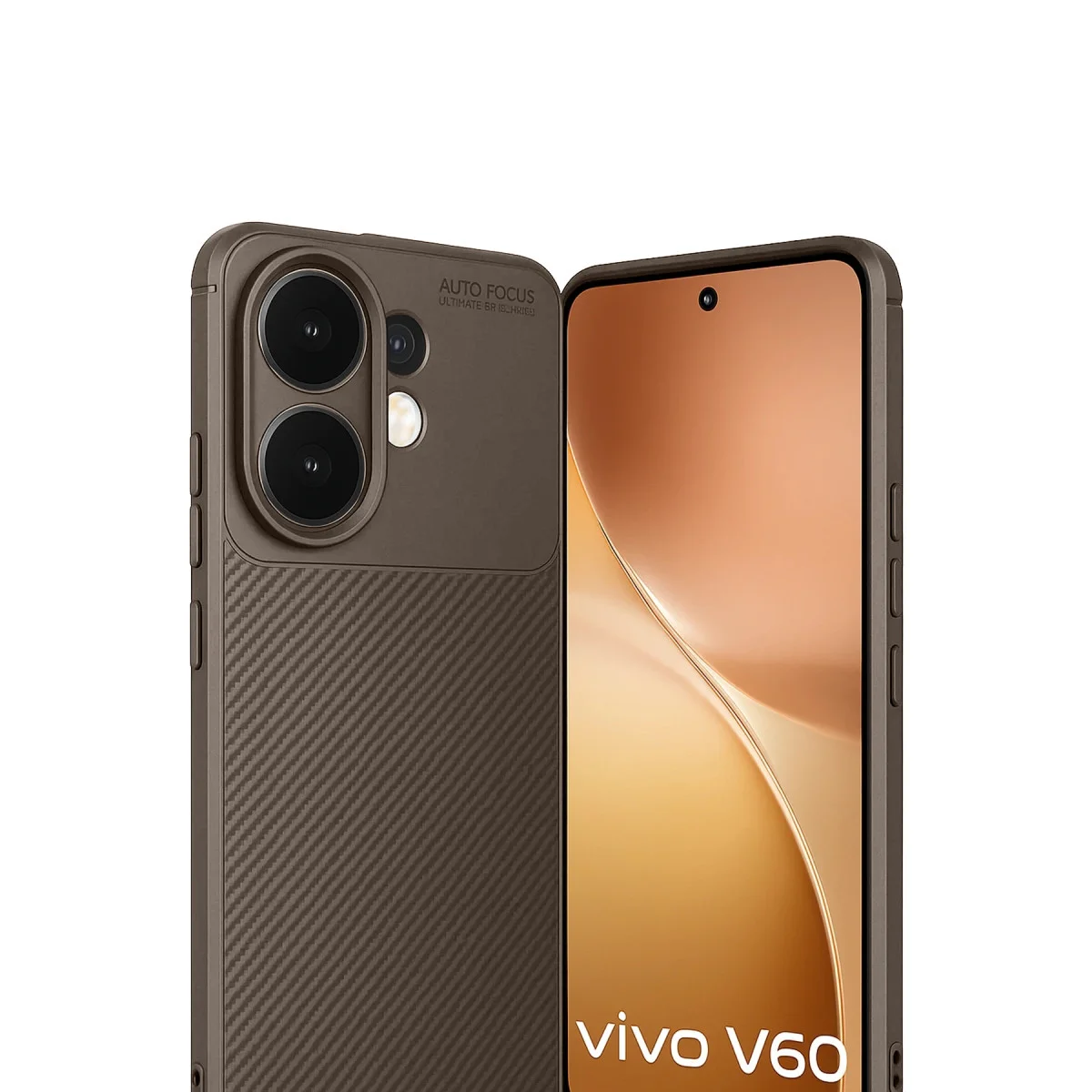 V60 5G Auto Focus Karbon Kapak - Kahverengi, Pürüzsüz ve Darbe Dayanıklı