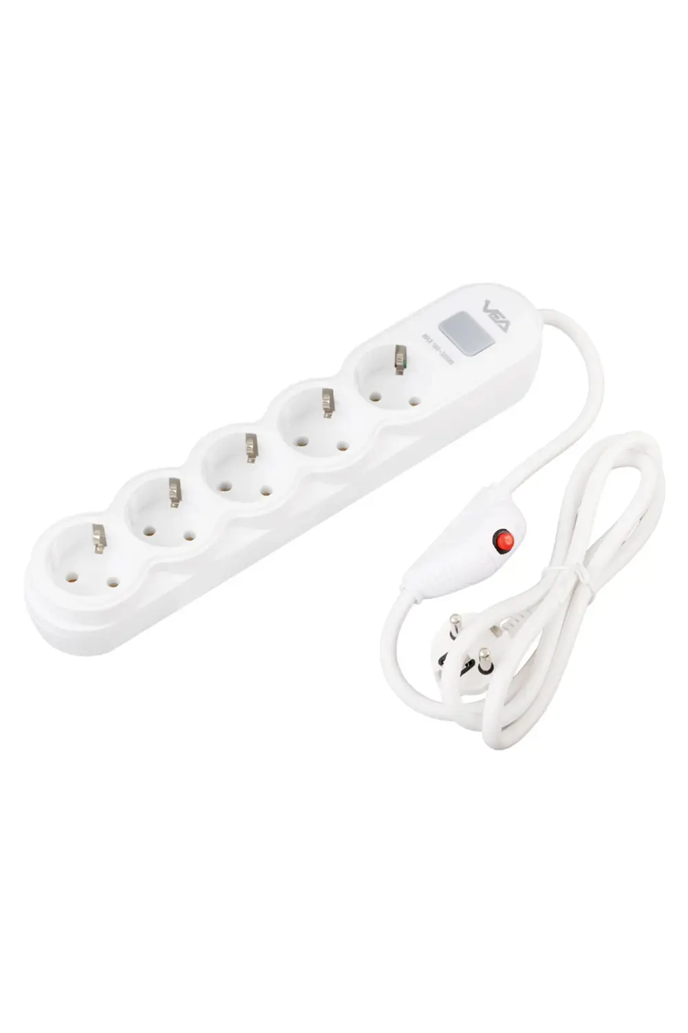 VA-21569 5'Li Anahtarlı 1.5 Metre Akım Korumalı Priz Beyaz