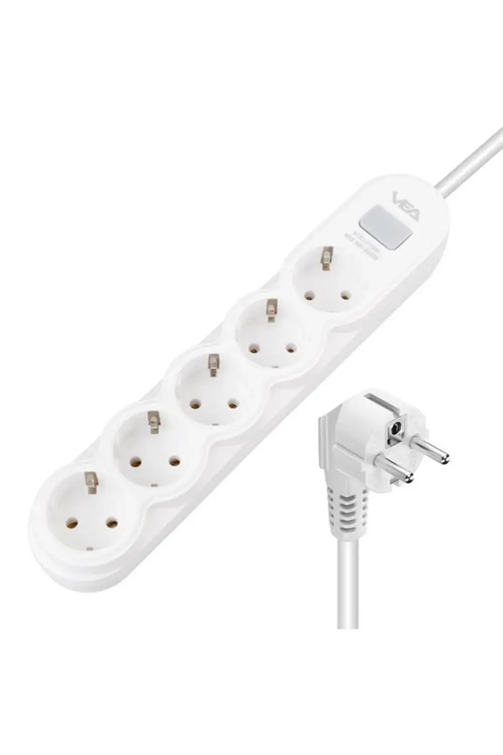 VA-21569 5'Li Anahtarlı 1.5 Metre Akım Korumalı Priz Beyaz
