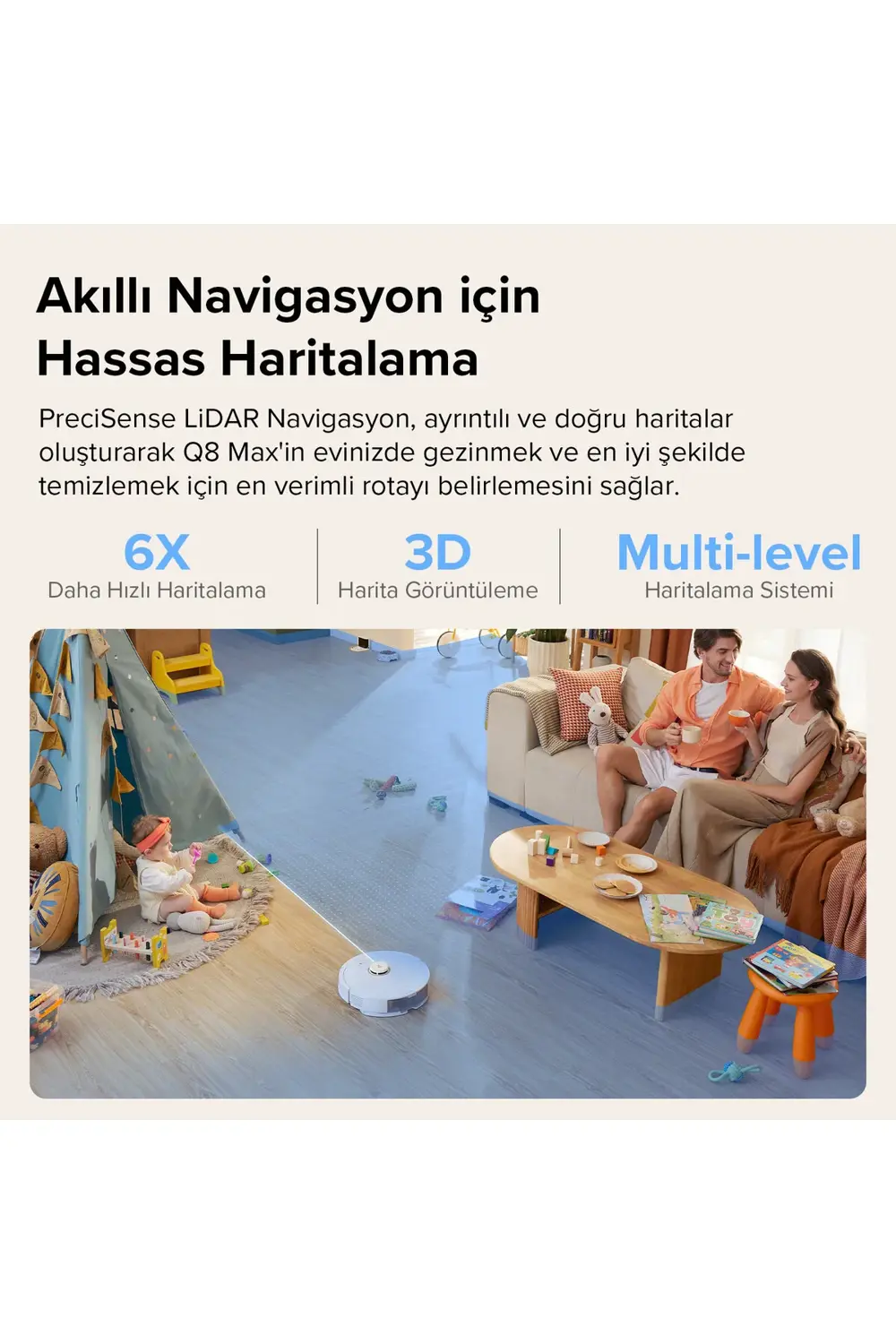 Vacuum Cleaner Q8 Max Robot Süpürge Beyaz