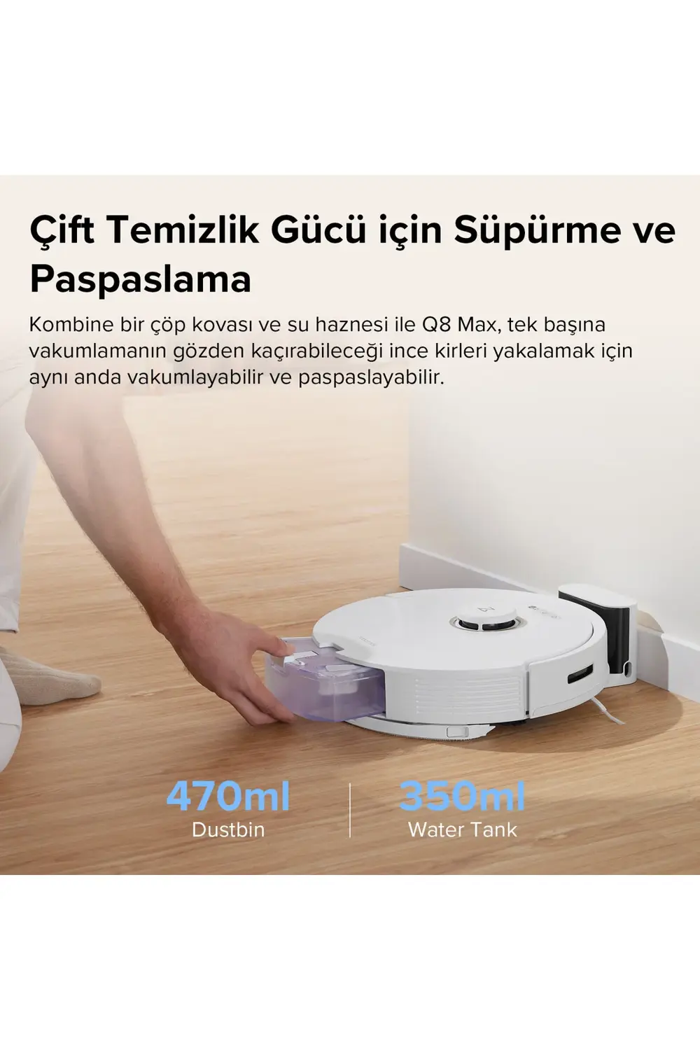 Vacuum Cleaner Q8 Max Robot Süpürge Beyaz