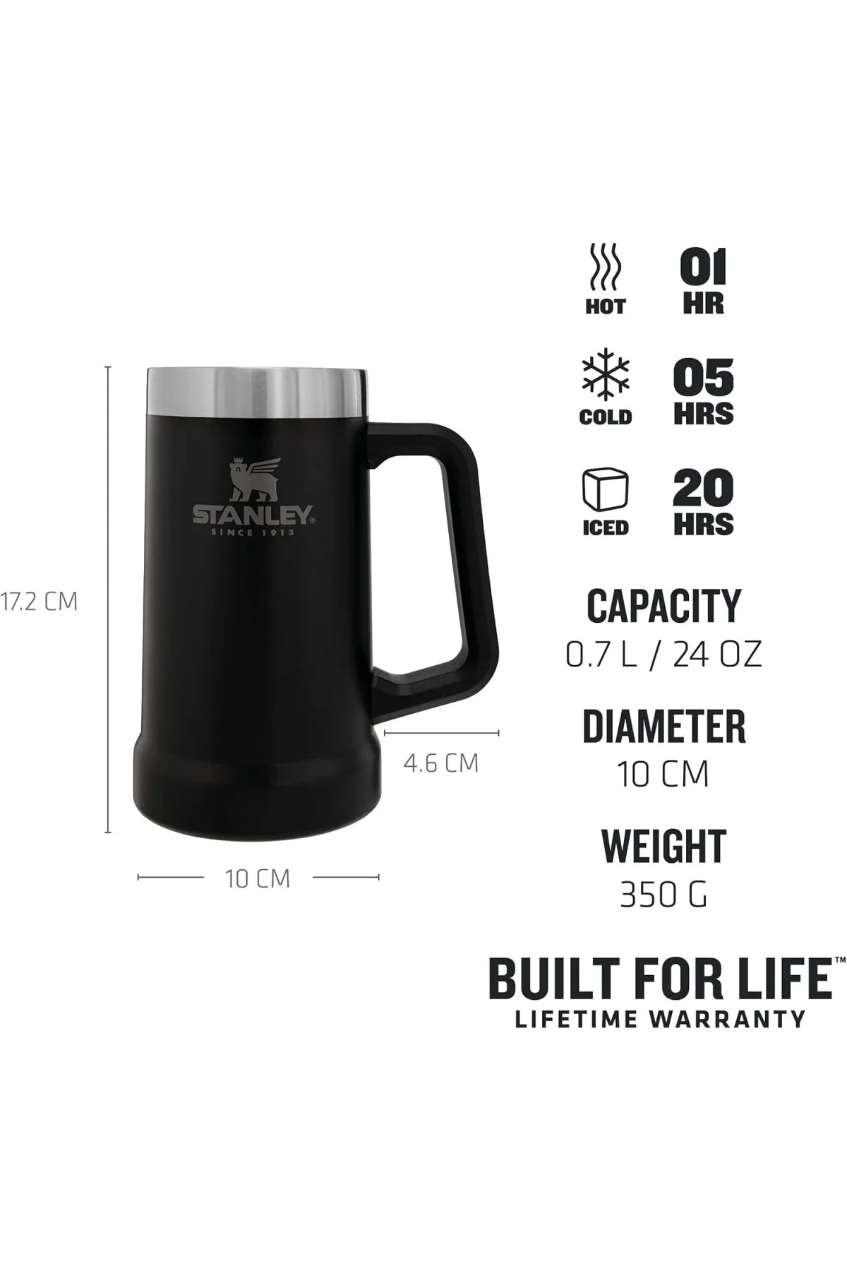 Vacuum Stein Vakumlu Termos Bardak, Mat Siyah, 0.7 Litre Vacuum Stein Vakumlu Termos Bardak, Mat Siyah, 0.7 Litre