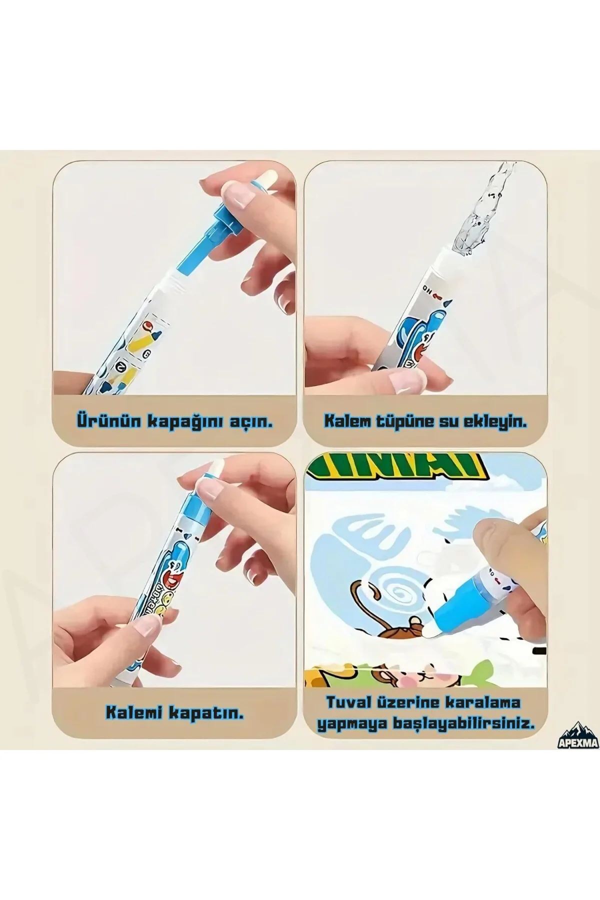 Vahşi Orman Hayvanları Temalı Sulu Sihirli Boyama Halısı - Özel S