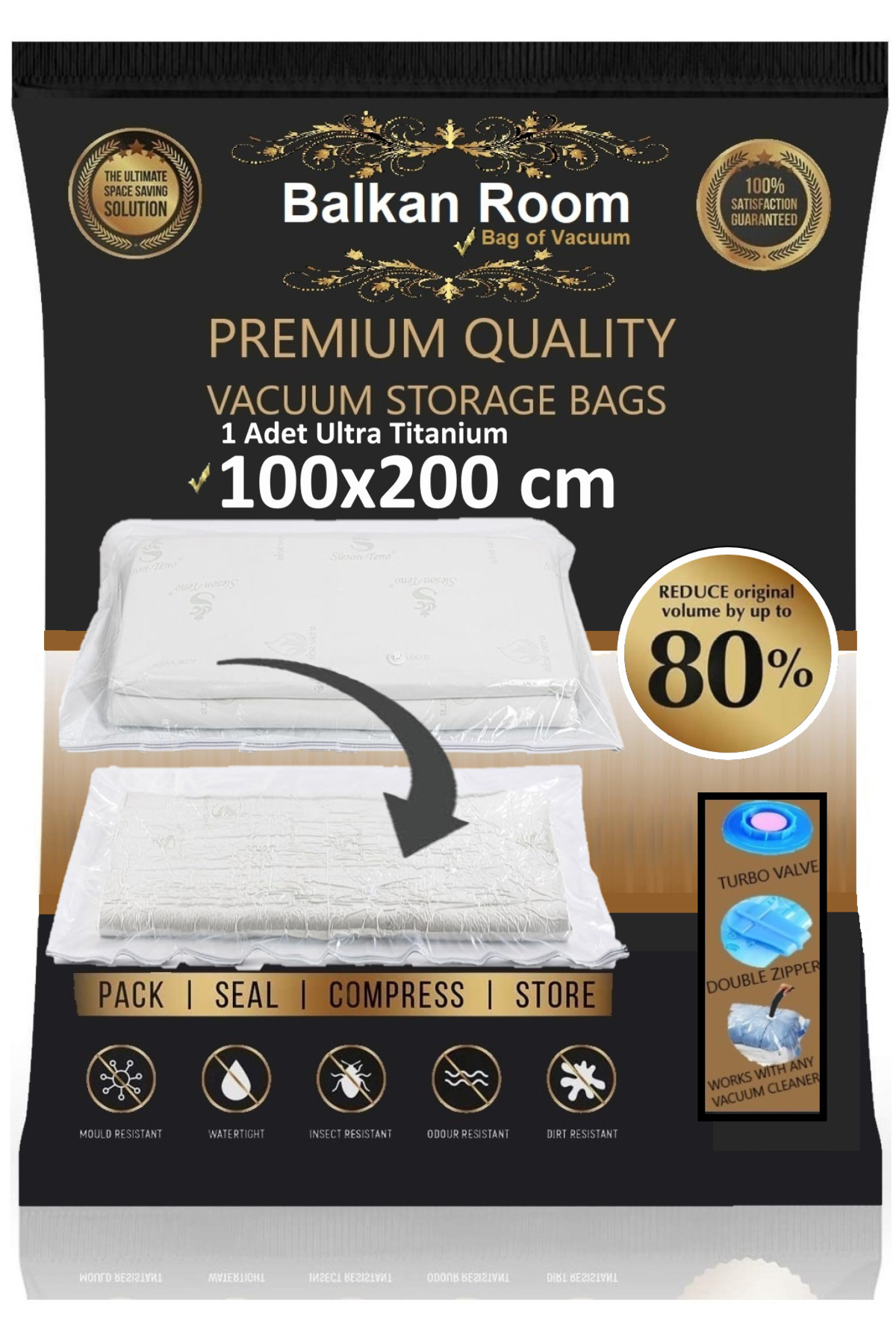 Vakum Hurcu 100 X 200 Vakumlu Hurç Ultra Titanium Boy Vakumlu Poş
