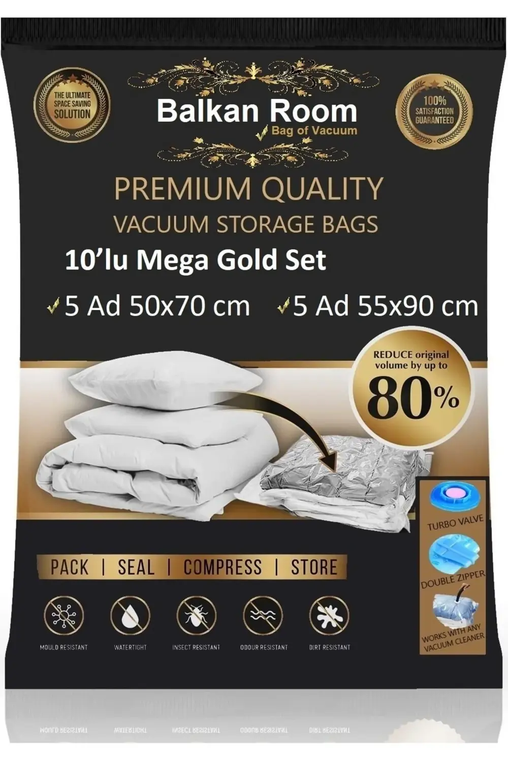 Vakum Hurcu 10'lu Mega Gold Set Vakumlu Hurç Vakumlu Poşet