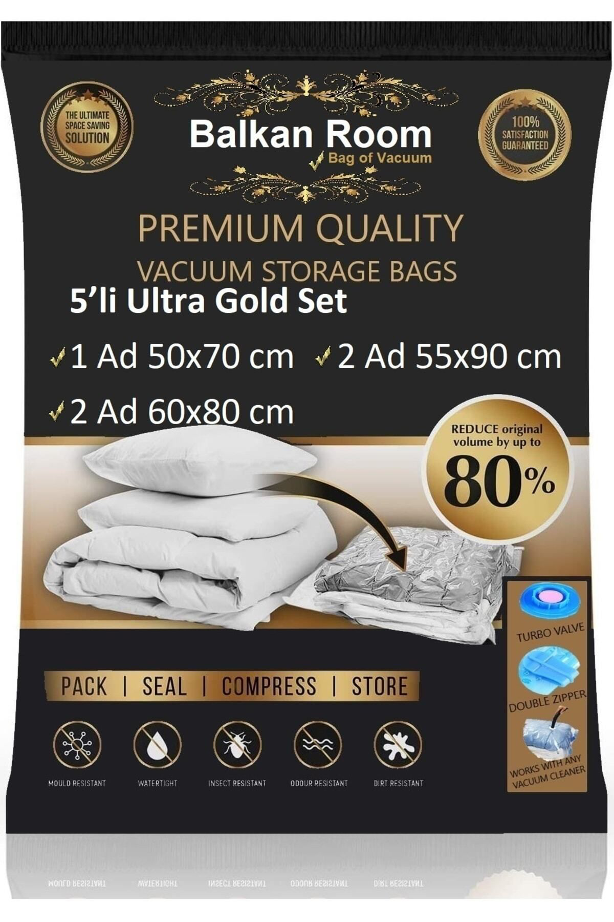 Balkan Room Vakum Hurcu 5’Li Ultra Gold Set Vakumlu Hurç Vakumlu Poşet