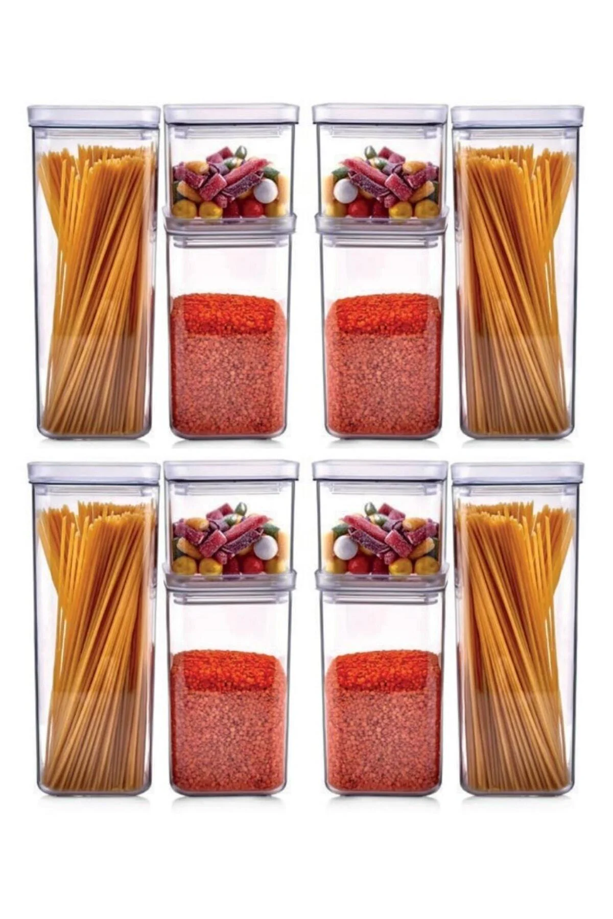 Vakum Kapaklı Kristal Saklama Kabı 12'li Set