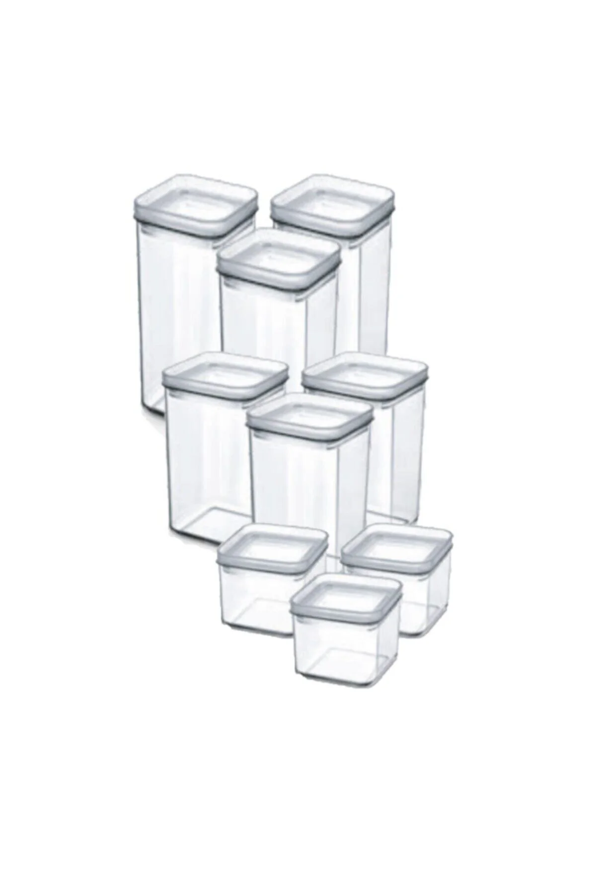 Vakum Kapaklı Kristal Saklama Kabı 9'lu Set