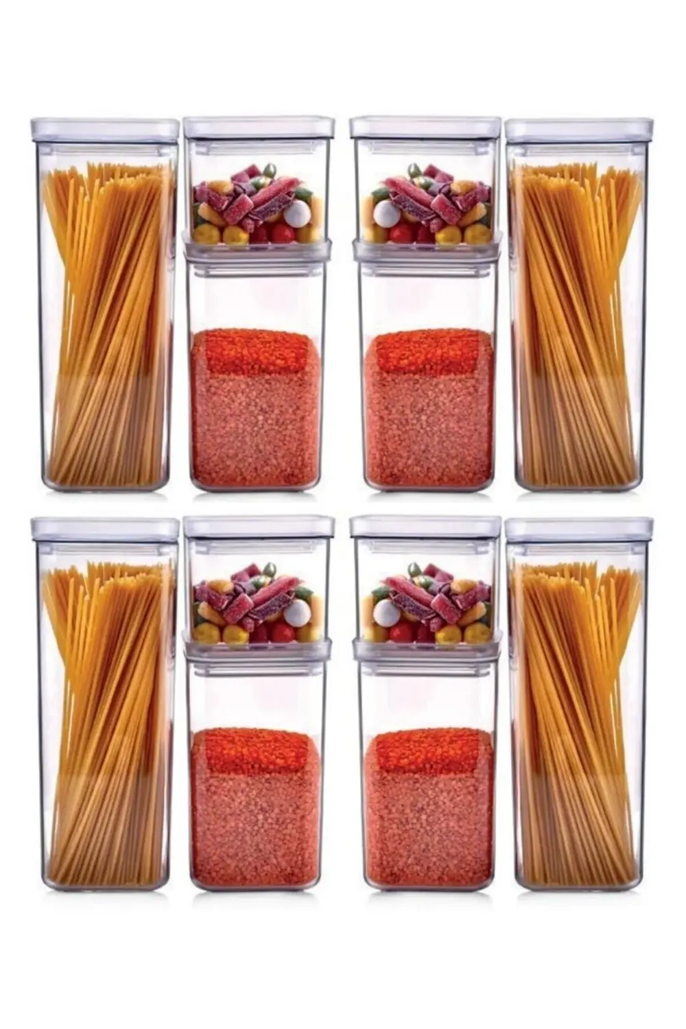 Vakum Kapaklı Kristal Saklama Kabı 12'li Set