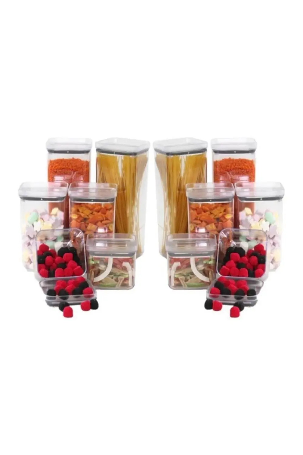 Vakum Kapaklı Kristal Saklama Kabı 12'li Set