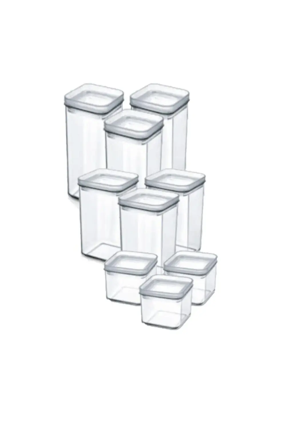 Vakum Kapaklı Kristal Saklama Kabı 9'lu Set